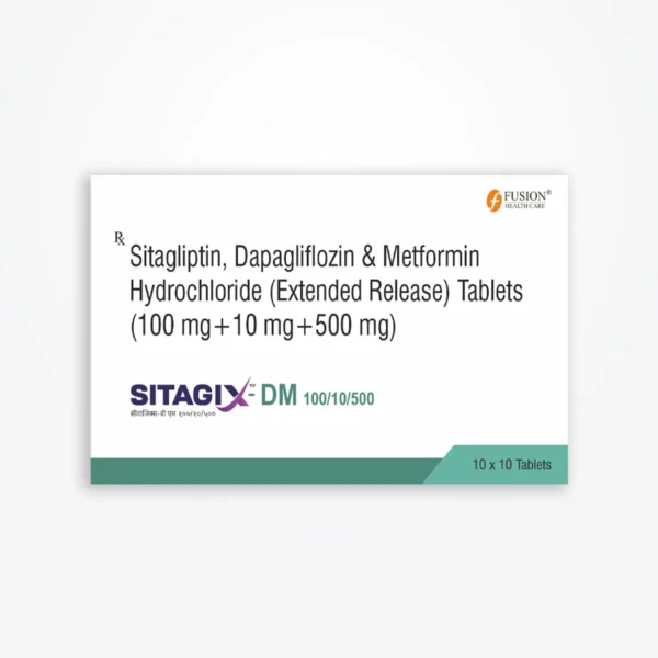 SITAGIX DM 100/10/500 (Sitagliptin 100 mg + Dapagliflozin 10 mg + Metformin 500 mg)