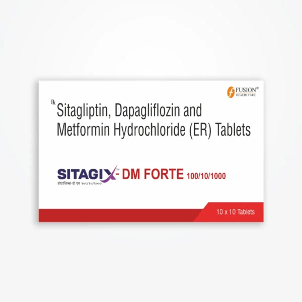 SITAGIX DM FORTE 100/10/1000 (Sitagliptin 100 mg + Dapagliflozin 10 mg + Metformin 1000 mg)