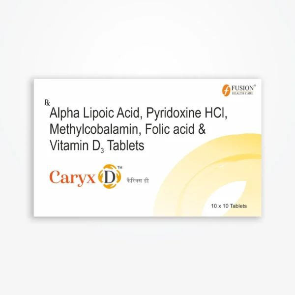 CARYX D (Alpha Lipoic Acid 100 mg + Pryidoxine HCL 3 mg + Metylcobalamin 1500Mcg + Folic Acid 1.5 mg + Vit D3 1000Iu)